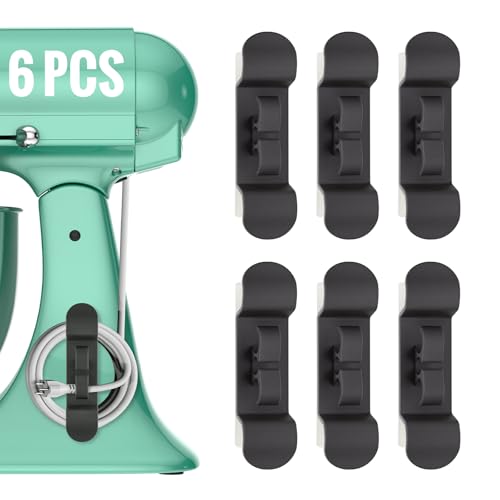 Daisyhome 6PCS Cord Organizer for Appliances, Upgraded Appliance Cord Wrap | Cord Holder Stick on Pressure Cooker, Coffee Maker, Air Fryer and Blender(6 Black) - color: 6 Black