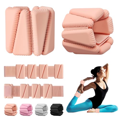 Wrist Weights, Adjustable Wrist Ankle Weights for Women, Wearable Arm & Leg Weights Set of 2(1 lb Each), Weighted Bangles for Walking, Yoga, Dance, Barre, Gym - color: Salmon