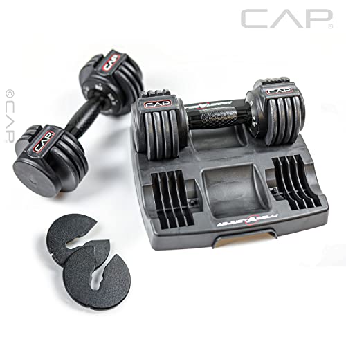 CAP ADJUSTABELL Adjustable Dumbbell Set, Premium Quick Select Adjustable Weights for Strength Training, Singles & Pairs, 12.5 LB, 25 LB & 55 LB, Round & Hex Dumbbells, Multiple Grip Handle Options - size: 12.5 lb - Honeycomb Black Handle, style: Pair