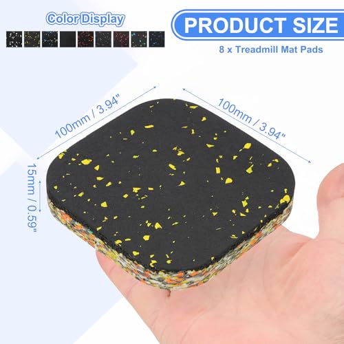 PATIKIL 8 Pcs Treadmill Mat Pads, 4x4x0.6 High Density Foam Anti Vibration Pad Sound Proof Floor Mat Exercise Equipment Mat for Carpet Protect Noise Reduction Home Gym, Yellow - color: Yellow, size: 4x4x0.6"