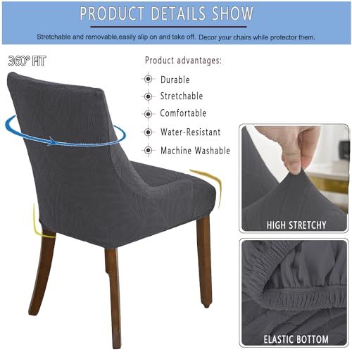Wingback Chair Cover Waterproof,Stretch Jacquard Slipcover(Dark Grey,4PCS) | Instant room refresh with easy cleanup, dependable mess protection, and a neat tailored look for family spaces. - color: Dark Grey