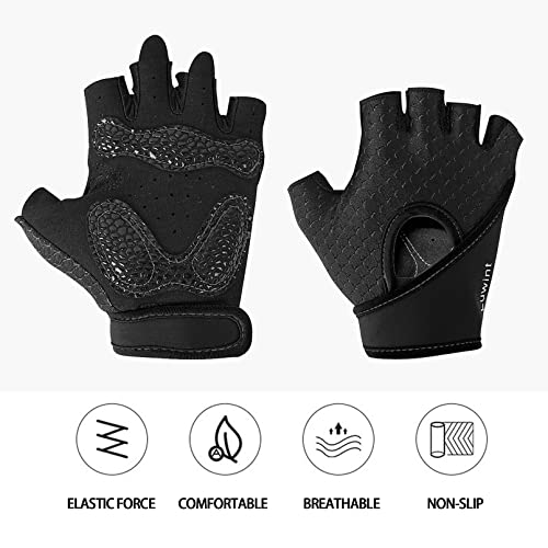 Luwint Kids Workout Gloves, Ventilated Grip Exercise Gloves for Boys and Girls Weightlifting Hanging Gym, Children 3-12 Years - color: Black, size: Medium