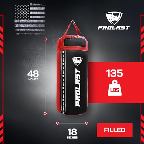 4Ft XL 135Lb Heavy Punching Kicking Bag for Adults, Boxing, MMA, Martial Arts, Muay Thai, Strength Training Equipment - color: Black / Red, size: Filled