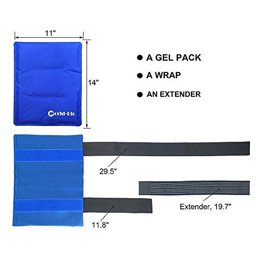 WORLD-BIO Large Ice Pack for Hip,Reusable Cold Compress Ice Pack with Cover | Large Size 11 X 14 Inches, Wearable Design Hands Free Use,Adjustable Straps Custom Fit, Long Lasting Cold Relaxing - size: 11x14 Inch (Pack of 1)