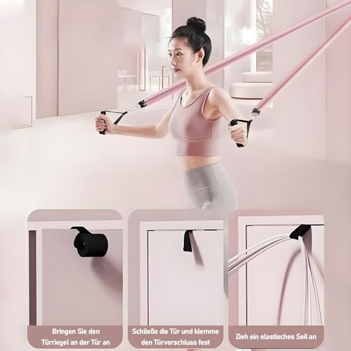 Pilates Bar 12-in-1 Kit with 5-Level Resistance Bands, 100 lbs Total, Home Workout Equipment for Legs, Arms, Core & Full Body, Adjustable 3-Section Pilates Stick, Foldable Design with Storage Bag