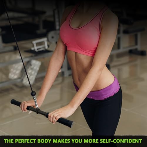 Double D Row Handle Cable Attachment for Weight Workout, Steel with Non-Slip Rubber Grip (Black) - color: Black Three-piece Set