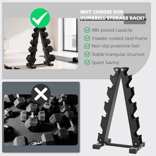 BalanceFrom Dumbbell Rack Stand, Multi-Tier Weight Rack for Dumbbells & Kettlebells, Heavy Duty Home Gym Storage Rack, Includes 25 lb Dumbbell Pair, Black - style: 25LB Pair and A-Frame Rack
