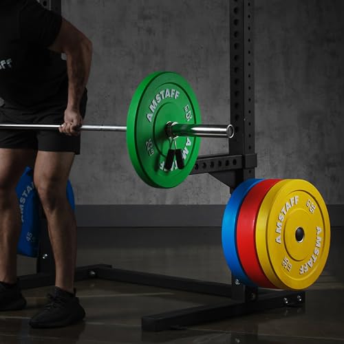 AmStaff Fitness Olympic Weight Plate Holder for Power & Squat Racks – Fits 2x2, 2.33x2.33, 3x3 Inch Tubes, 1" Hole – Storage Horns for Weight Plates on Power Rack – Pair - style: 3"x3" Tube Racks