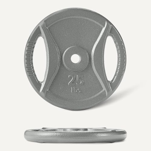 Amazon Basics 1-Inch Grip Weight Plates, Cast Iron, Strength Training, Home Gym - size: 25 lb, 1pc, 1"