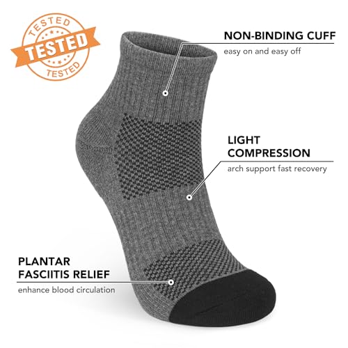 5 Pairs Copper Compression Socks for Women & Men - Ankle Plantar Fasciitis Arch Support Running Socks for Athletic - color: 04 a Dark Gray, size: Small-Medium