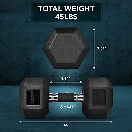 Yes4All Dumbbell Hex Rubber Grip/Heavy Weight Urethane Dumbbell and Combo Kettle Grip for Multifunctional Full Body Workout and Strength Training