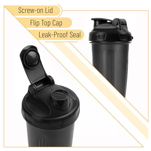 Mr. Pen- Shaker Bottles for Protein Mixes, 28 oz, Leak Proof | Shaker Cups with Stainless Steel Wire Whisk Ball for Protein Shakes and Pre Workout - color: Black