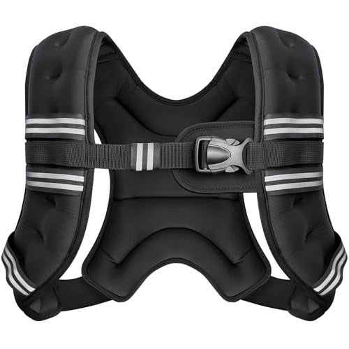 Zeerun Weighted Vest, 6lb/8lb/10lb/12lb/15lb/18lb/20lb/24lb/30lb for Men Women, Reflective Stripe Adjustable Buckle, Comfortable Durable Rucking Vest for Walking Running Strength Training - color: Black, size: 8 Lb