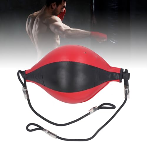 Double End Bag, Double End Punching Bag Boxing Striking, Boxing Equipment for Hand Eye Coordination Training, PU Leather Hanging Boxing Ball with Adjustable Cord Improve Boxing Reaction