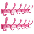 SKOLOO Wall Mounted Coat Rack - 6 Hooks, Pack of 2, Heavy Duty, Stainless Steel, Metal Wall Hanger, Sturdy Coat Hooks for Hanging Coats, Jackets, Clothes, Hats - Pink - color: Pink, size: 6 Hook(2 Pack)