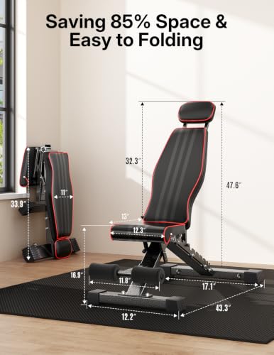 Multi-Function All in 1 Weight Bench Set - Multi-Positions Heavy Duty Weight Lifting Sit Up Bench Workout Benchs Folding Bench Press for Home Gym - color: Grey