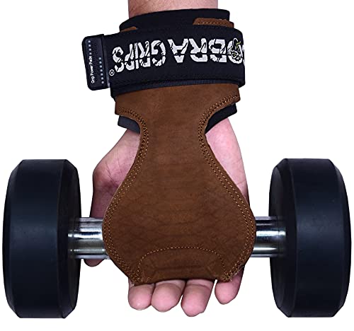 Cobra Grips Weight Lifting Gloves with Adjustable Neoprene Padded Wrist Wraps - Heavy Duty Alternative to Power Lifting Hooks for Deadlifts - color: FIT Brown Sway Leather, size: 4.25 - 7.0"