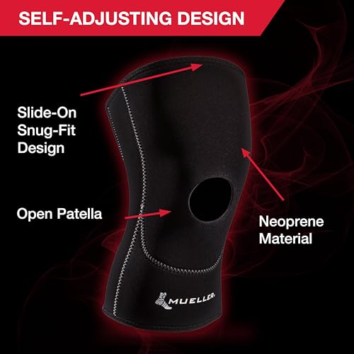 MUELLER Sports Medicine Open Patella Knee Sleeve, Knee Pain Relief Support for Men and Women, Ideal for Arthritis, Sprains, Black - size: X-Small, style: New & Improved Sleeve