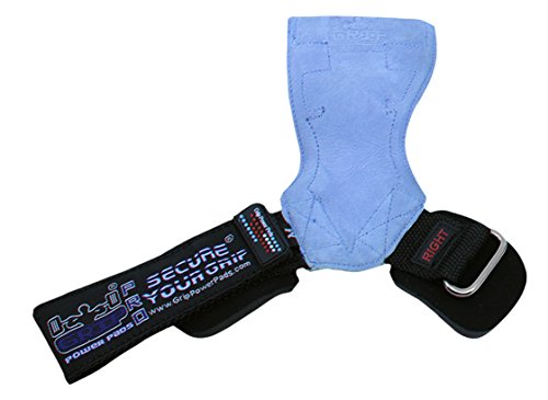 Lifting Grips PRO Weight Gloves Heavy Duty Barbell Gymnastics Straps Alternative to Power Hooks Deadlifts Adjustable Neoprene Padded Wrist Wrap - color: Blue Nubuck Leather, size: Large 7.50"-8.50" Wrist Size