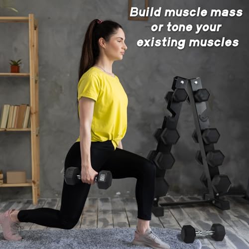Ritfit 5-650 LBS PVC Encased Hex Dumbbell Sets with Optional Rack for Home Gym, Hand weight with Chrome Handle for Strength Training,Workouts - style: (10+20+30+40+50)300LBS SET