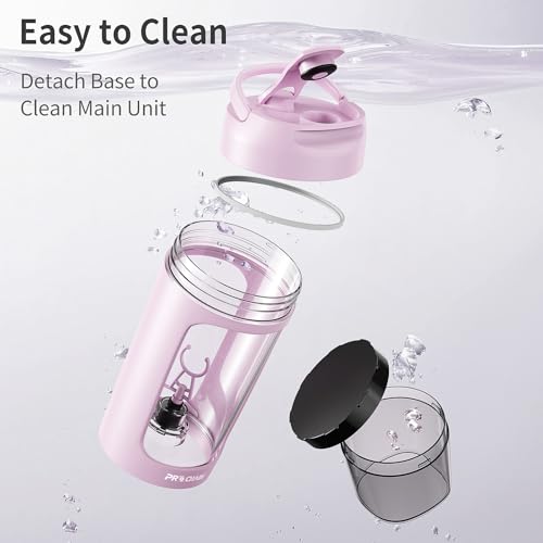 PROCHAIN Electric Protein Shaker Bottle, 22oz BPA-Free Tritan Mixer | USB Rechargeable, Shaker Cups for Protein Shakes, Portable Mixer, with Powder Storage Cup, for Gym, Workout, Sports Nutrition - color: Pink