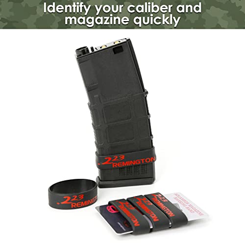 Aolamegs 5/10 Pack Magazine Bands - 5.56 Nato, 300 Blackout, 300 Subsonic, .223 Remington, .308 Winchester, 7.62x39 Magazine Marking Band, Durable Silicone Ammo Caliber Bands for Magazine Identification (2 Colors) - color: 223rem-blackred(5pcs)