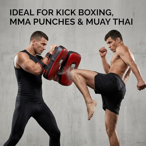 Punch Sports Muay Thai Pad – Curved Kickboxing Strike Pads with EVA Foam Padding,Synthetic Leather Training Pad for MMA, Karate & Boxing - size: Single