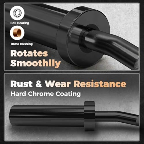 RitFit 2 Inch EZ Curl Bar with Weights, 350LBS Capacity Olympic Barbell for Bicep & Triceps, Home Gym Strength Training - style: Black(with 35LB Weights and Collar)