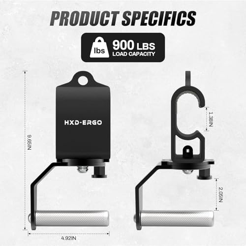 HXD-ERGO Rotating Pull-Up Handles-Ergonomic Exercise Handle for LAT Pulldown Attachments/Seated Rows/Barbell Handles -Quick Attachment to Bar for Strength Training Workout - color: Black-Fixed rotation