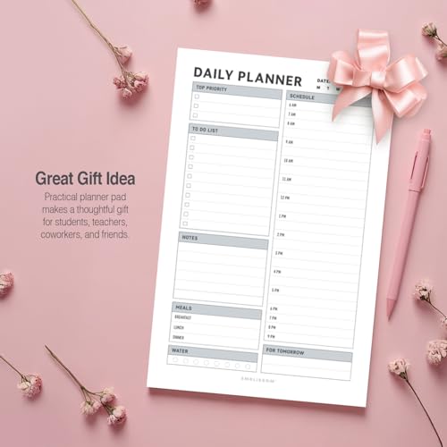 Daily Planner Notepad, 5.5 x 8.5" Tear-Off Pad – 70 Undated Sheets Focus-Enhancing Desktop Organizer with Hourly Schedule, To-Do List for Work, School (White, Checkbox, 1 Pack) - size: Checkbox, 1 Pack