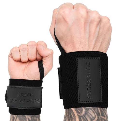 18" OG-Grade Wrist Wraps for Weightlifting – Heavy Duty Wrist Support with Thumb Loop & Lockdown Strap – Wrist Straps for Powerlifting, Bench Press & Gym Training - style: Shadow Black