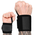 18" OG-Grade Wrist Wraps for Weightlifting – Heavy Duty Wrist Support with Thumb Loop & Lockdown Strap – Wrist Straps for Powerlifting, Bench Press & Gym Training - style: Shadow Black