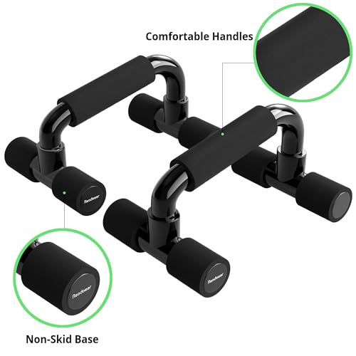 READAEER Push Up Bars Gym Exercise Equipment Fitness 1 Pair Pushup Handles with Cushioned Foam Grip and Non-Slip Sturdy Structure Push Up Bars for Men & Women - color: Black