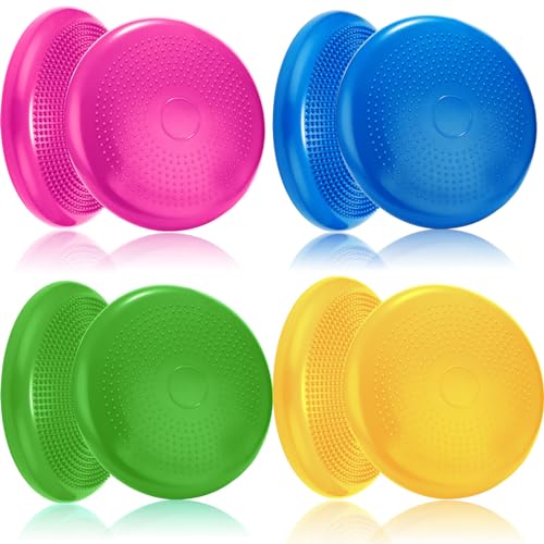 Jerify 4 Pcs Wiggle Seat Flexible Inflated Wobble Cushion Stability Balance Pad Balance Disc Sensory Seat for Men Women Fitness Physical Exercise Improving Posture Home Office - color: Fresh Colors