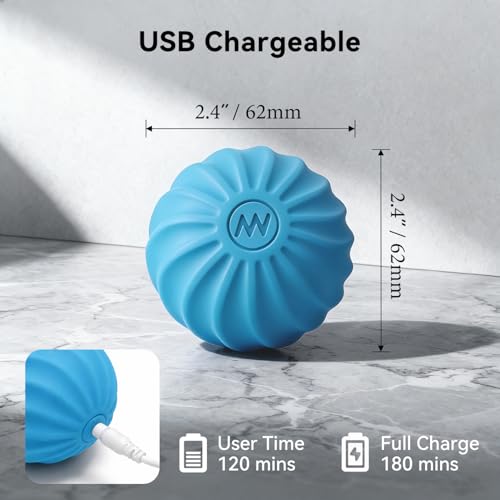 2.4" Mini Electric Vibrating Massage Ball, 10-Speed Fitness Yoga Massage Roller for Palm, Hand, Foot, Leg, Neck, Back, Multi-Directional Massage Ball (Blue) - color: Blue