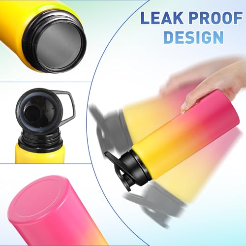 Mimorou 25oz Reusable Aluminum Water Bottles Bulk Multicolor Outdoor Sports Water Bottles for Travel, Gym, Hiking, Cycling, Camping, Fishing, Snap Lid - color: Gradient Color