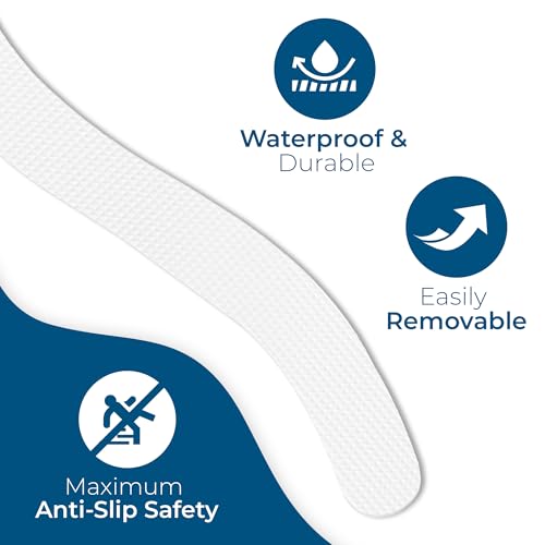 Anti-Slip Shower Stickers - Help Reduce Slipping in Bathtub & Shower, White Non-Slip Bath Strips, Strong Adhesive Bathtub Appliques Suitable for Homes with Kids, Adults & Seniors - 24 Pcs - Homergy - color: Bright White