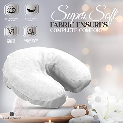 London Linens Pack of 4, Premium Extra Thick 100% Cotton Flannel Massage Tables Face Cradle Covers Cozies Fitted - Includes 4 pcs (White) - color: White, size: 4