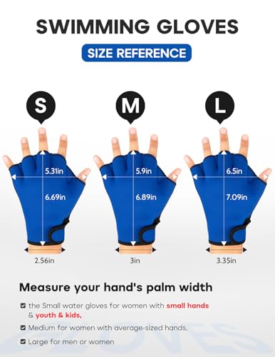 FitsT4 Sports Aqua Gloves Webbed Paddle Swim Gloves Fitness Water Aerobics - color: Blue, size: Large