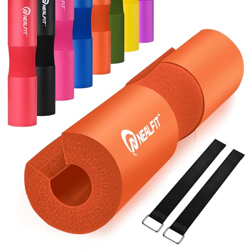 NEALFIT Barbell Pad Squat Pad for Squats—Squat Bar Pad—Great for Weightlifting,Lunges and Hip Thrusts—Foam Sponge Pad—Fit Standard and Olympic Bars Perfectly - color: Orange