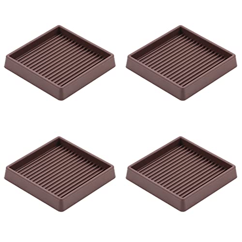 3X3 Square Rubber Caster Cups, Non Slip Furniture Pads - 4 Pack | Anti-Slip Furniture Gripper, Anti Skid Furnitures Feet, Anti Slide Floor Protector for Bed Couch Stoppers, Brown - size: 3" x 3"-Brown