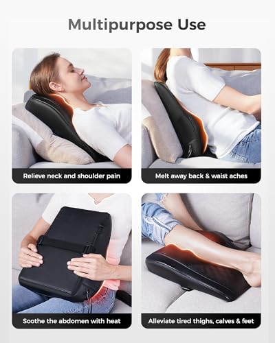 Boriwat Back Massager with Heat, 3D Kneading Massage Pillow for Back, Neck, Shoulder, Leg Pain Relief Deep Tissue, Gifts for Women Men Mom Dad - style: Black