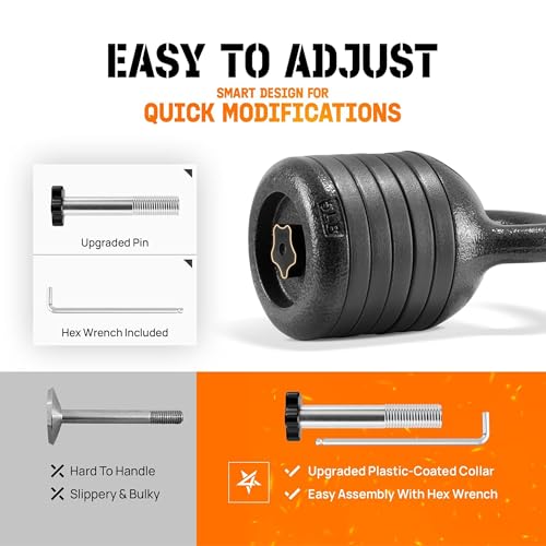 Yes4All Adjustable Kettlebell Set, 20–40 LB Weight Set, Solid Cast Iron Handle with Spacer Disks & Secure Lock, Space-Saving Kettlebell for Home Gym Strength Training, Black - size: 20 Pounds