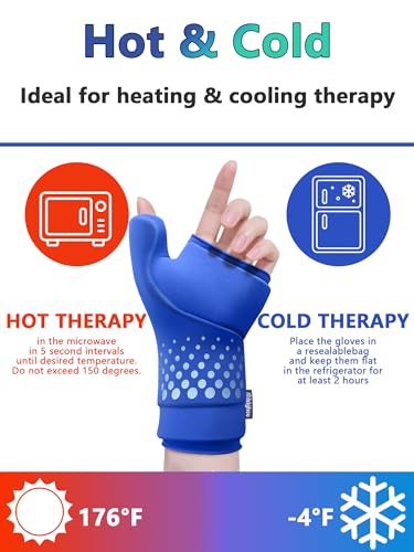 Wrist &Thumb Ice Pack Wrap -Cold&Hot Therapy Thickened Ice Gel- Hand Ice Pack & Ice Glove for Arthritis,Carpal Tunnel Relief, Tendonitis,Injuries & Recovery-Fits Men and Women (Blue, L/XL) - color: Blue, size: L/XL