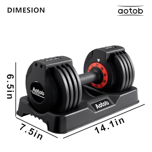 AOTOB Adjustable Dumbbell Set 25/55 Lbs (Pair), Fast Weight Adjustment with Anti-Slip Turning Handle, Space-Saving for Home Gym, Strength Training Equipment for Men & Women - color: 25lbs Black-Pair-Prime
