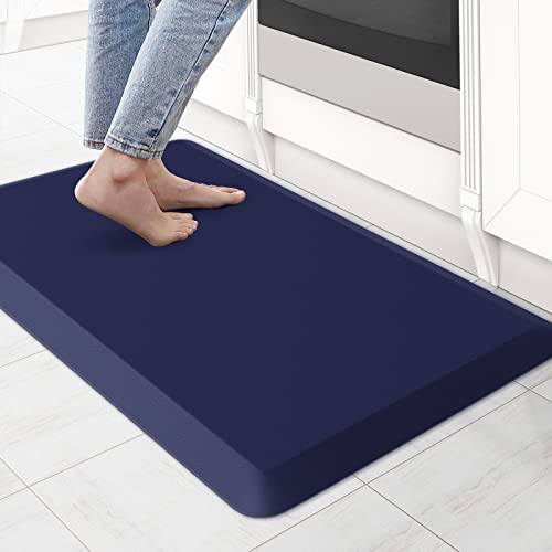 KitchenClouds Kitchen Mat Cushioned Anti Fatigue Kitchen Rug 0.8inch Water Resistant Non Slip Kitchen Rugs and Mats Standing Desk Mat Comfort Floor Mats for Kitchen Sink Office (17.3"x28", Blue) - color: Blue, size: 28"L x 17.3"W x 0.8"Th