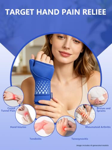 Wrist &Thumb Ice Pack Wrap -Cold&Hot Therapy Thickened Ice Gel- Hand Ice Pack & Ice Glove for Arthritis,Carpal Tunnel Relief, Tendonitis,Injuries & Recovery-Fits Men and Women (Blue, S/M) - color: Blue, size: S/M