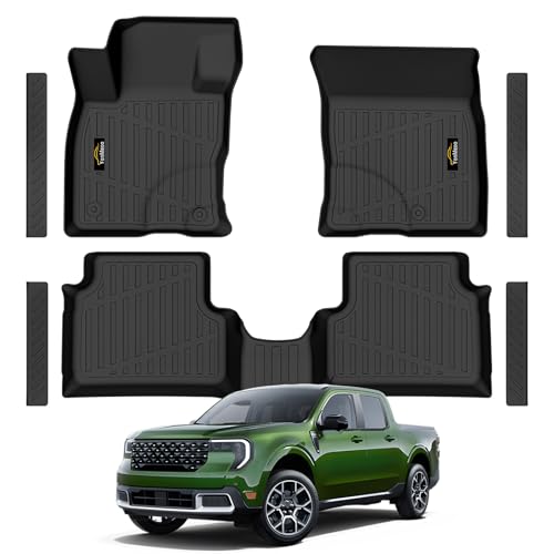 Floor Mats Custom for Ford Maverick 2022-2025 2026 Gas (Not for Hybrid) All Weather TPE Rubber Protection Front & Rear Row Anti-Slip Automotive Floor Liners for Maverick 2025 Accessories, Black - size: For Ford Maverick Gas 2022-2026