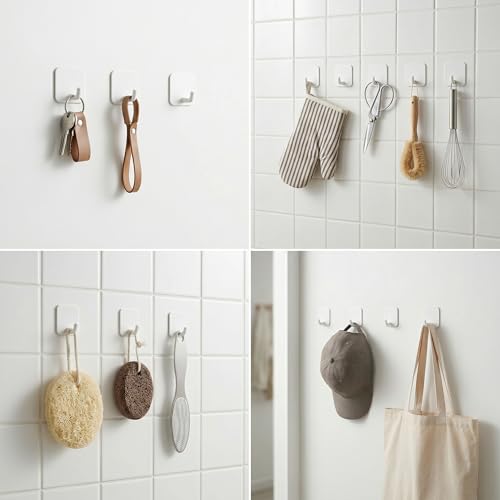 Stainless Steel Adhesive Wall Hooks for Hanging, Heavy Duty Waterproof Stick On for Bathroom Kitchen Shower, Self Adhesive for Towels, Keys, Hats, Robes - 8 Pack (White and Black) - color: 03-whiteblack