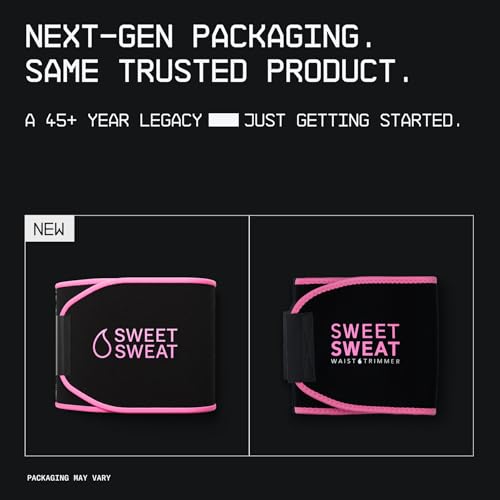 Sports Research Sweet Sweat® Waist Trimmer for Women and Men - Sweat Band Waist Trainer for High-Intensity Training & Workouts Black/Pink